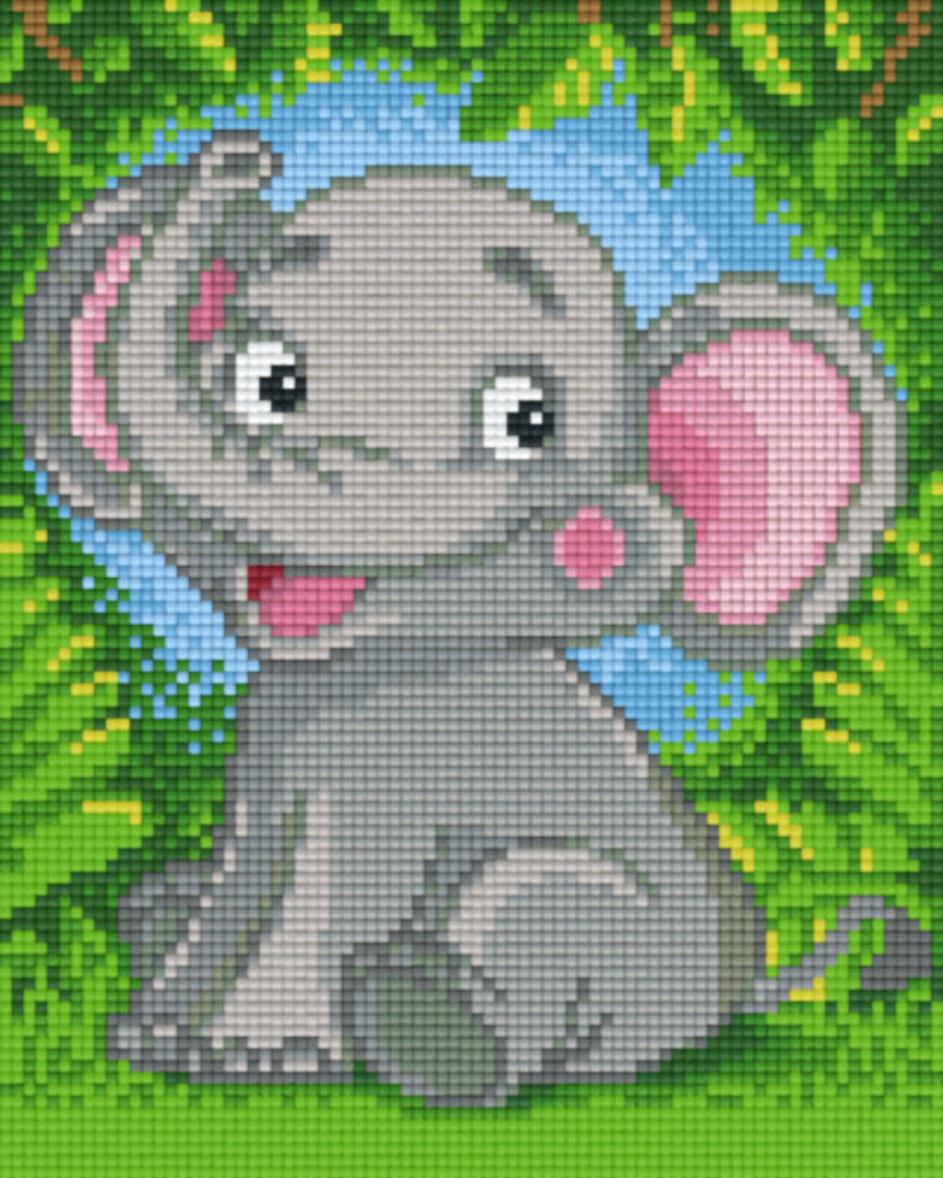 Grey Elephant Four [4] Baseplate PixelHobby Mini-mosaic Art Kit image 0